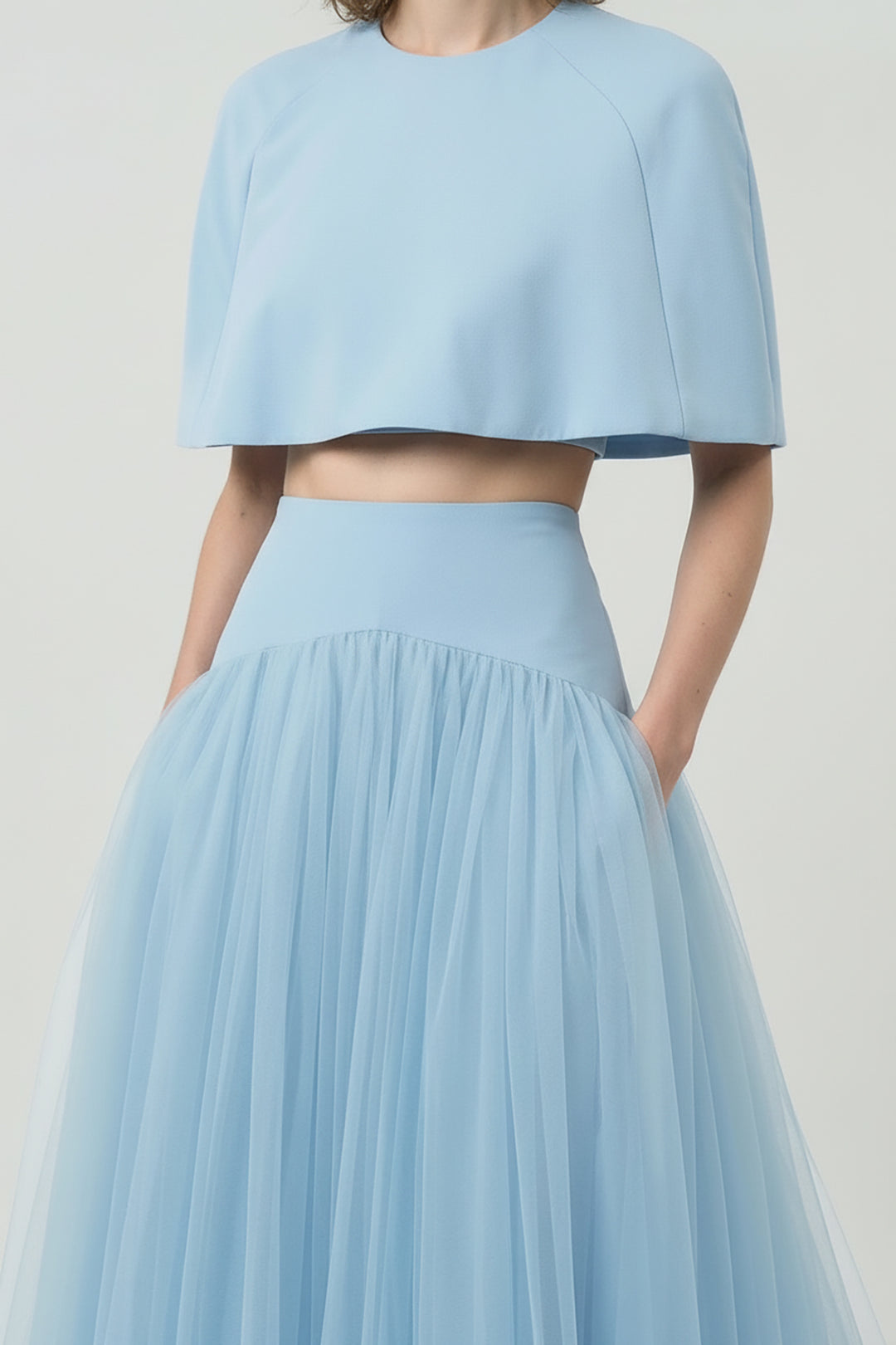 Architectural Cape And Tulle Dress