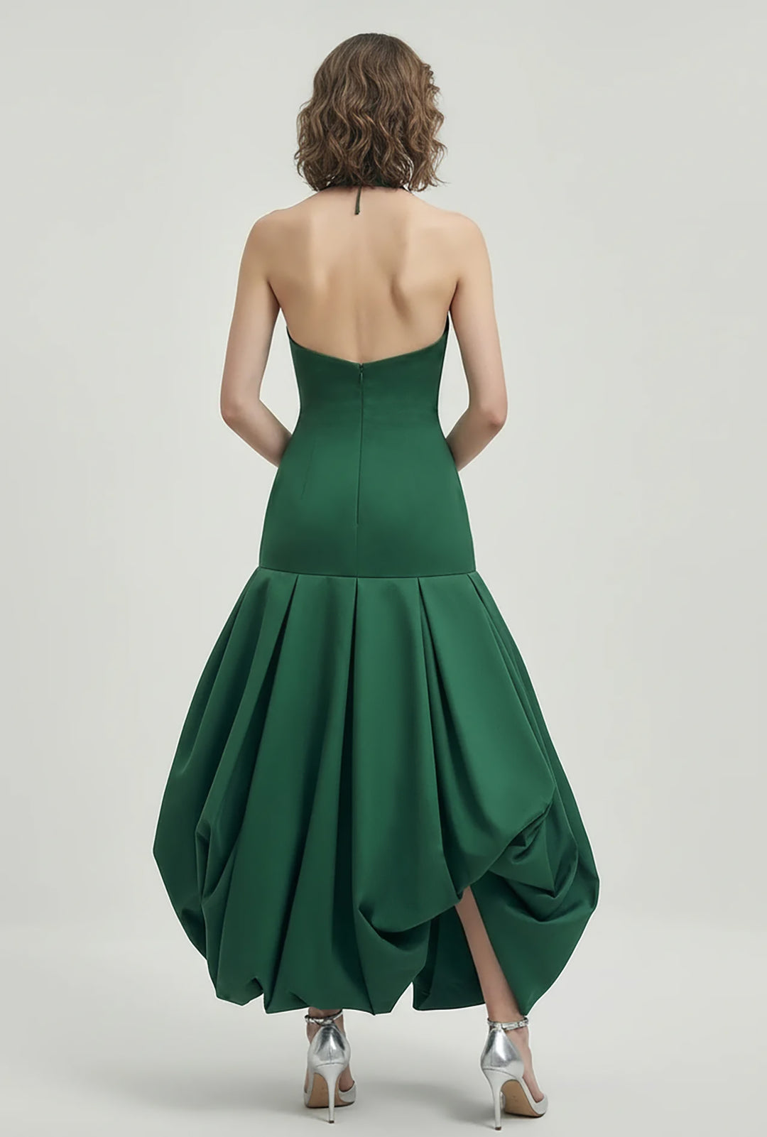 Halter Bubble-Hem Long Dress