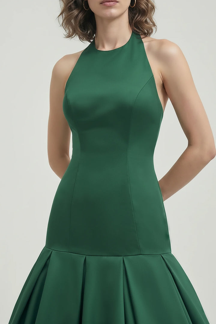 Halter Bubble-Hem Long Dress