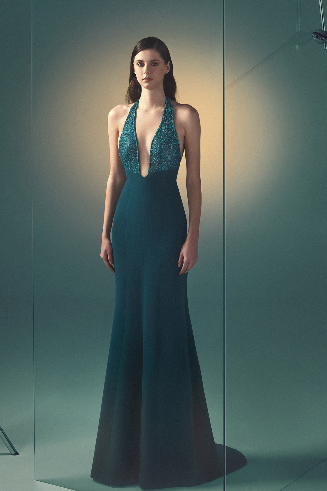 Satin Halterneck A-Line Dress