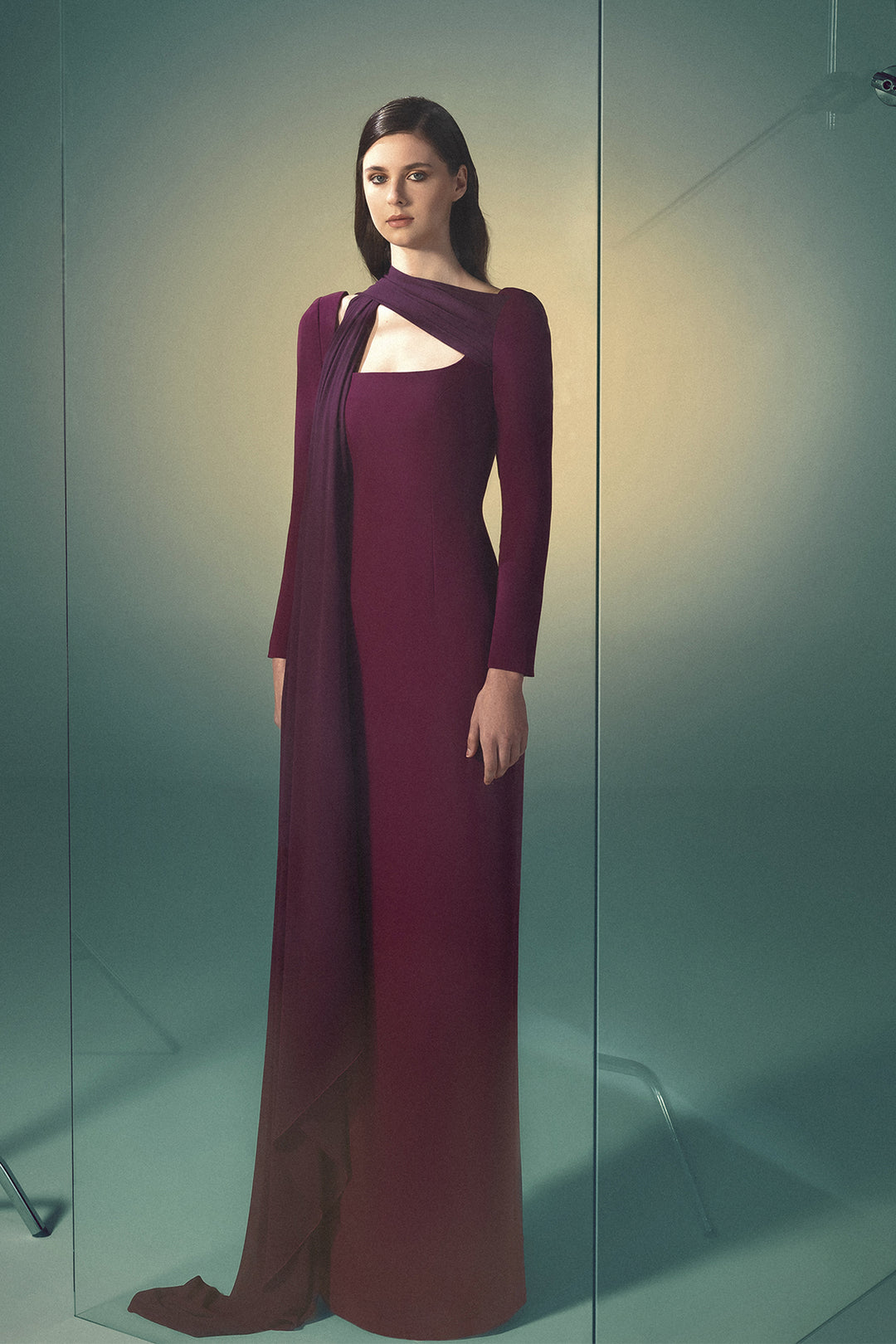 burgundy column dress Cocomelody Sheath-Column Maxi Formal Dress CS0607, Dusty Rose
