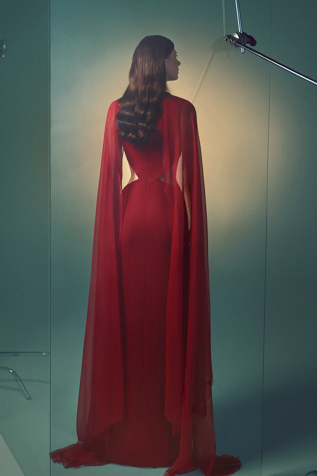 Crepe Full-Length Dress with Drape