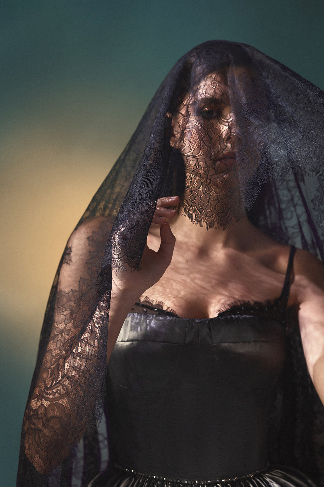 Satin and Lace A-Line Dress