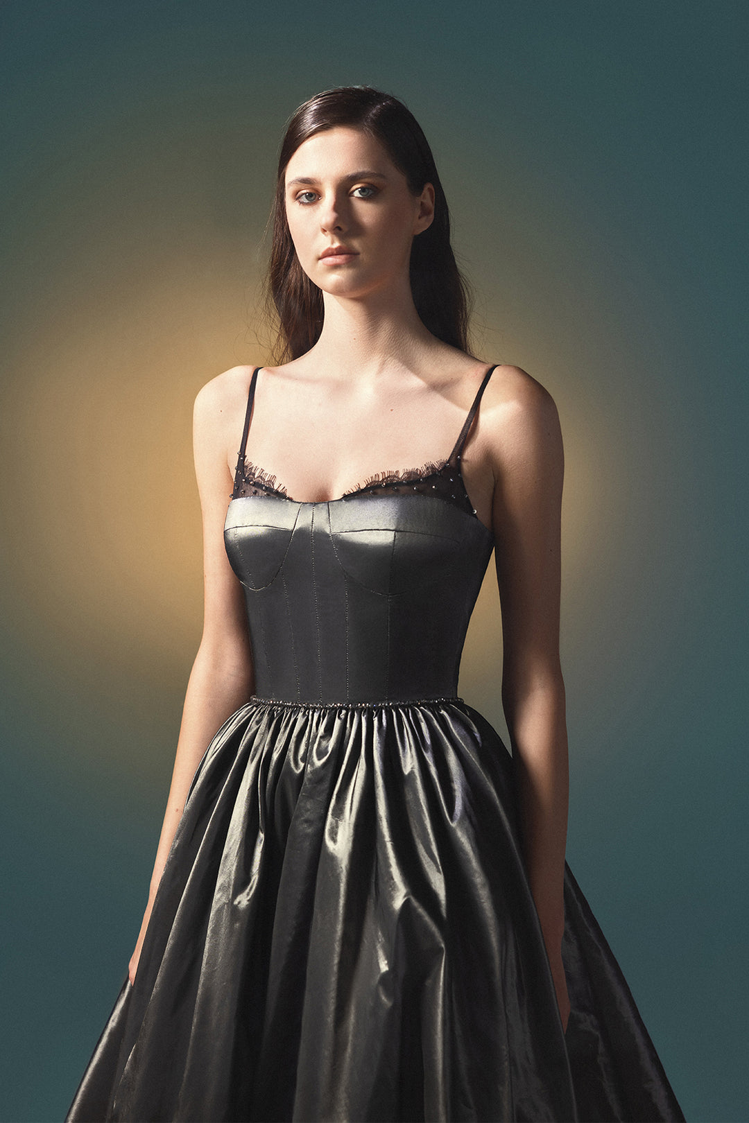 Satin and Lace A-Line Dress