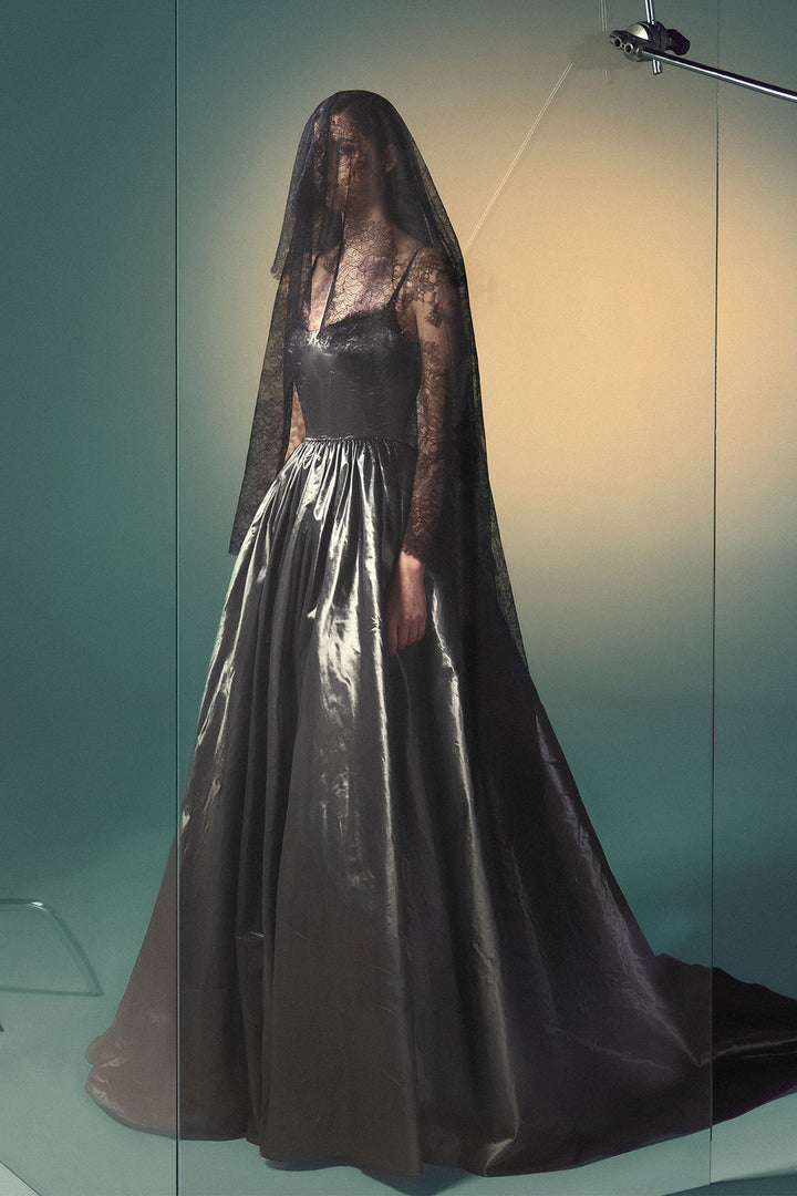 Satin and Lace A-Line Dress