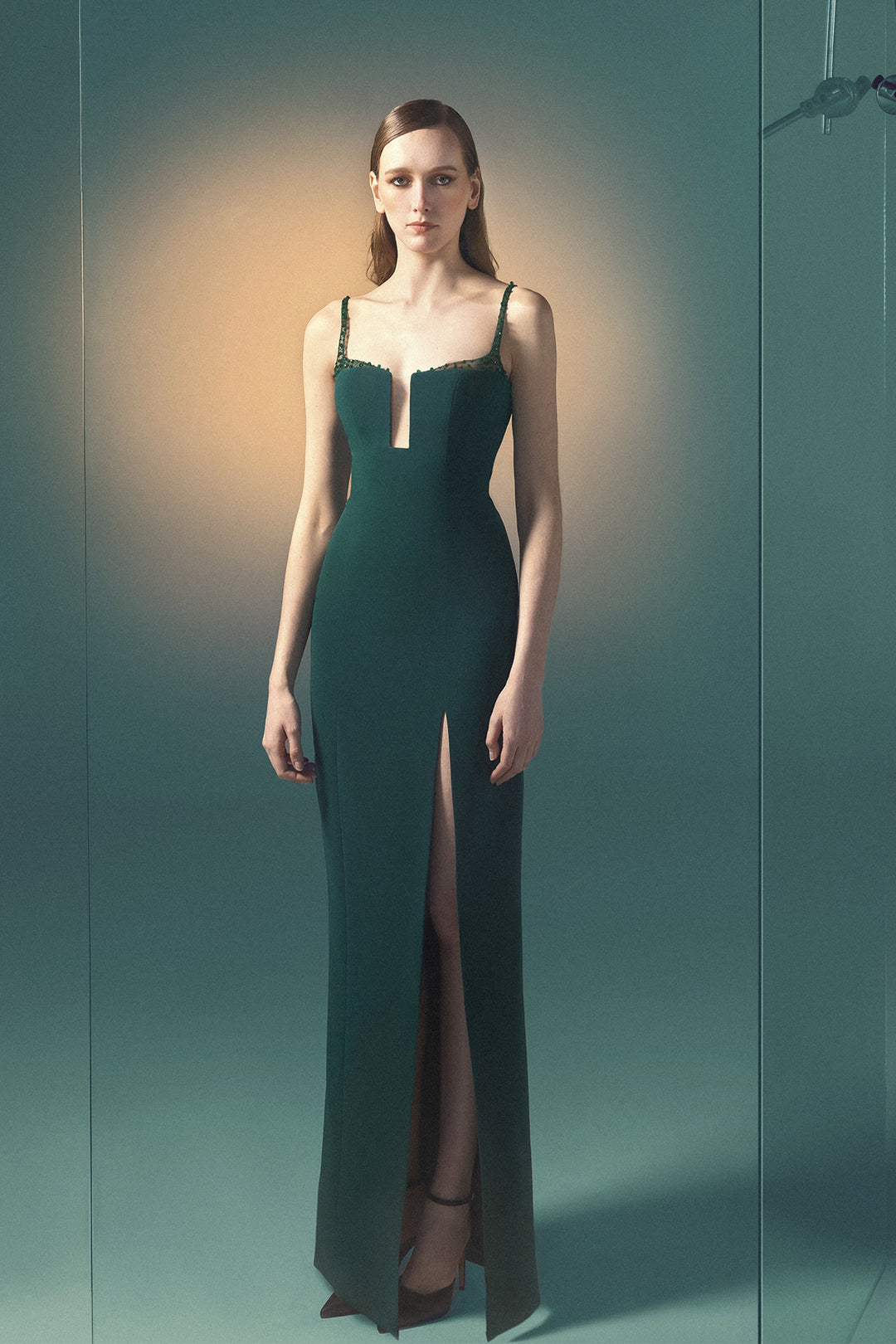 Sleek Modern Floor-Length Dress Green / US 8 Sleek Modern Floor-Length Dress Green / US 8