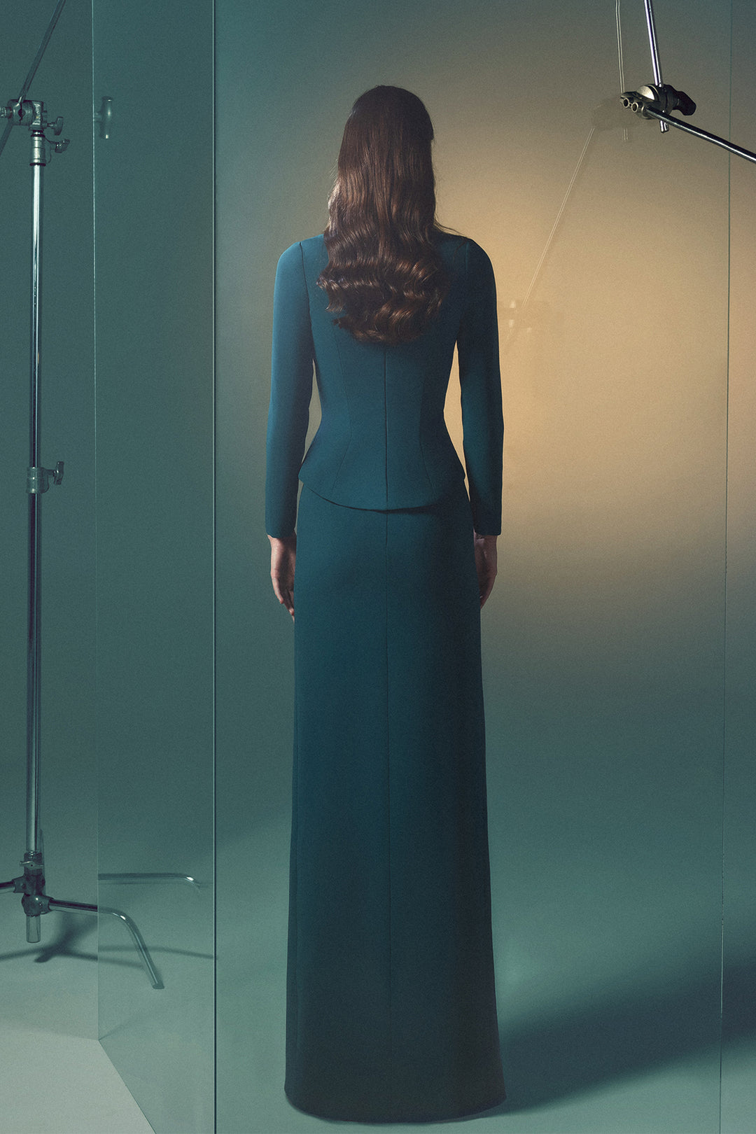 Square-Neck Crepe Dress