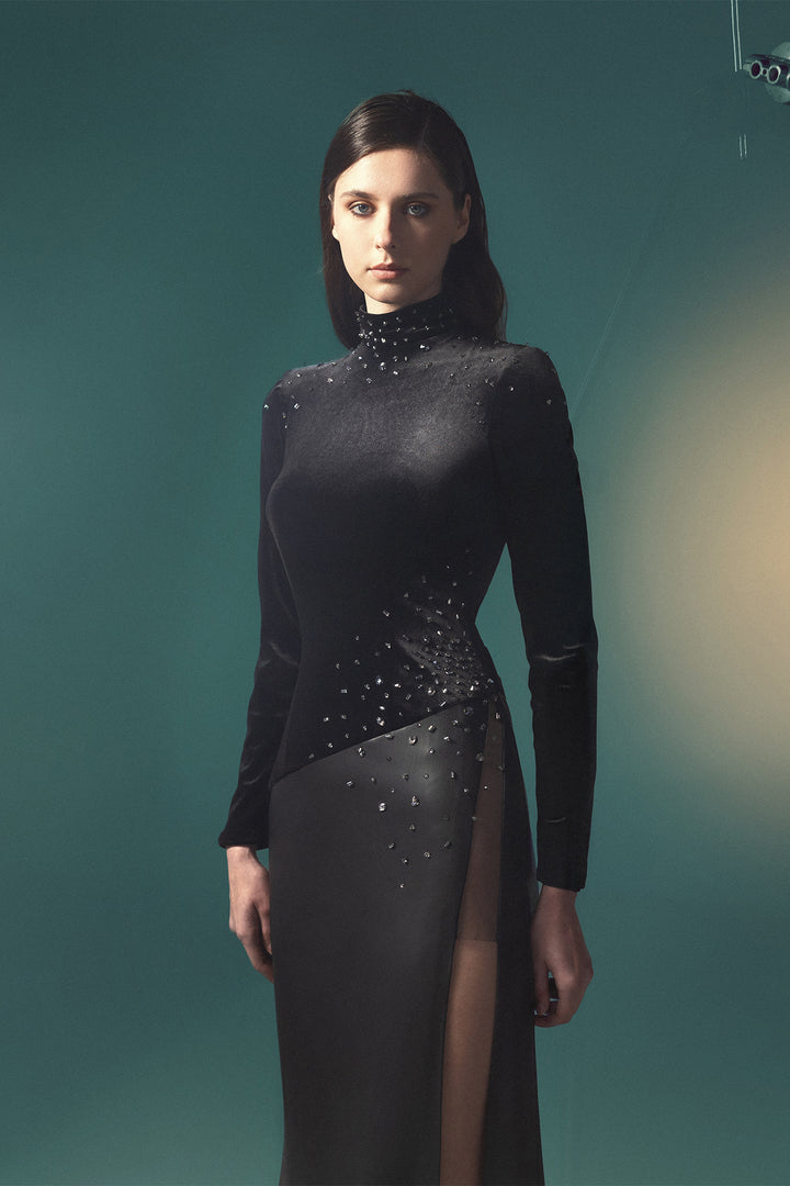 High-Neck A-Line Dress