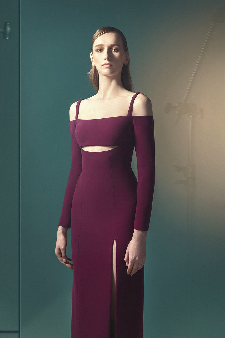 Off-the-Shoulder Crepe Dress