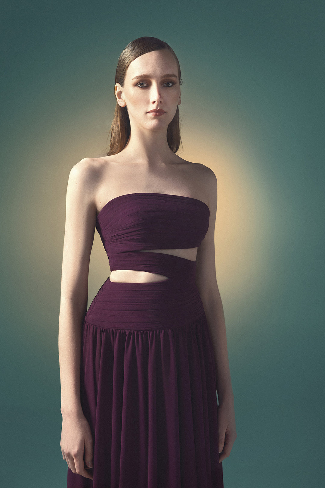 Pleated Floor-Length Dress