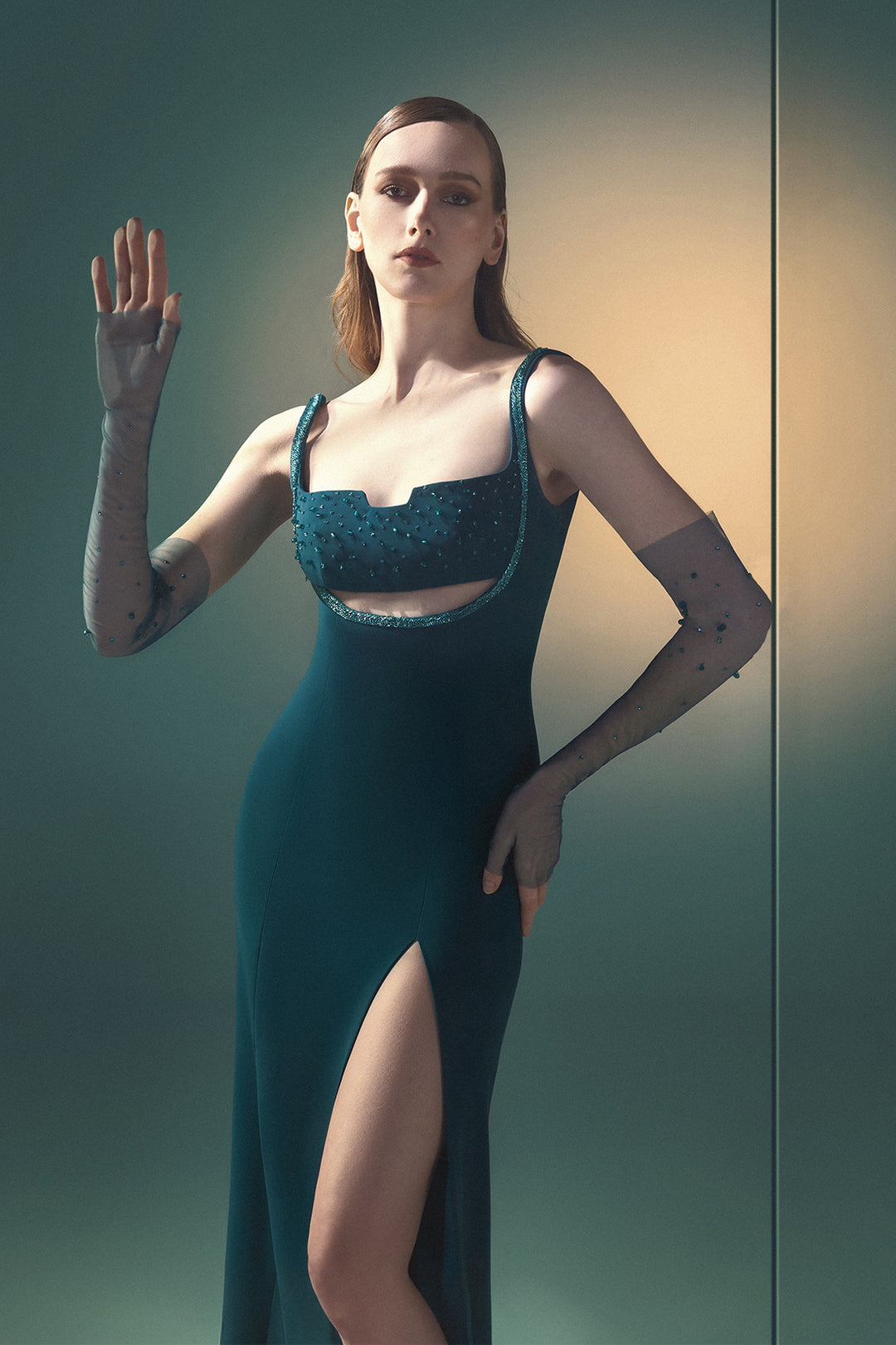 Square-Neck Floor-Length Dress