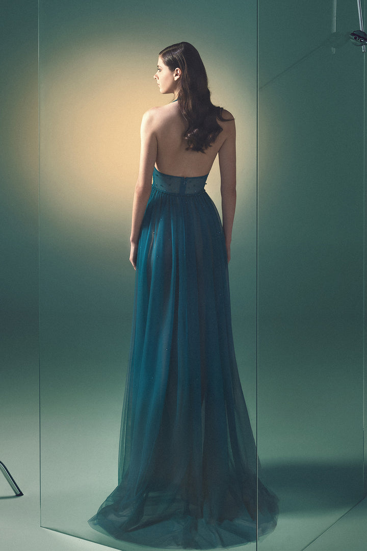 Halterneck Floor-Length Dress