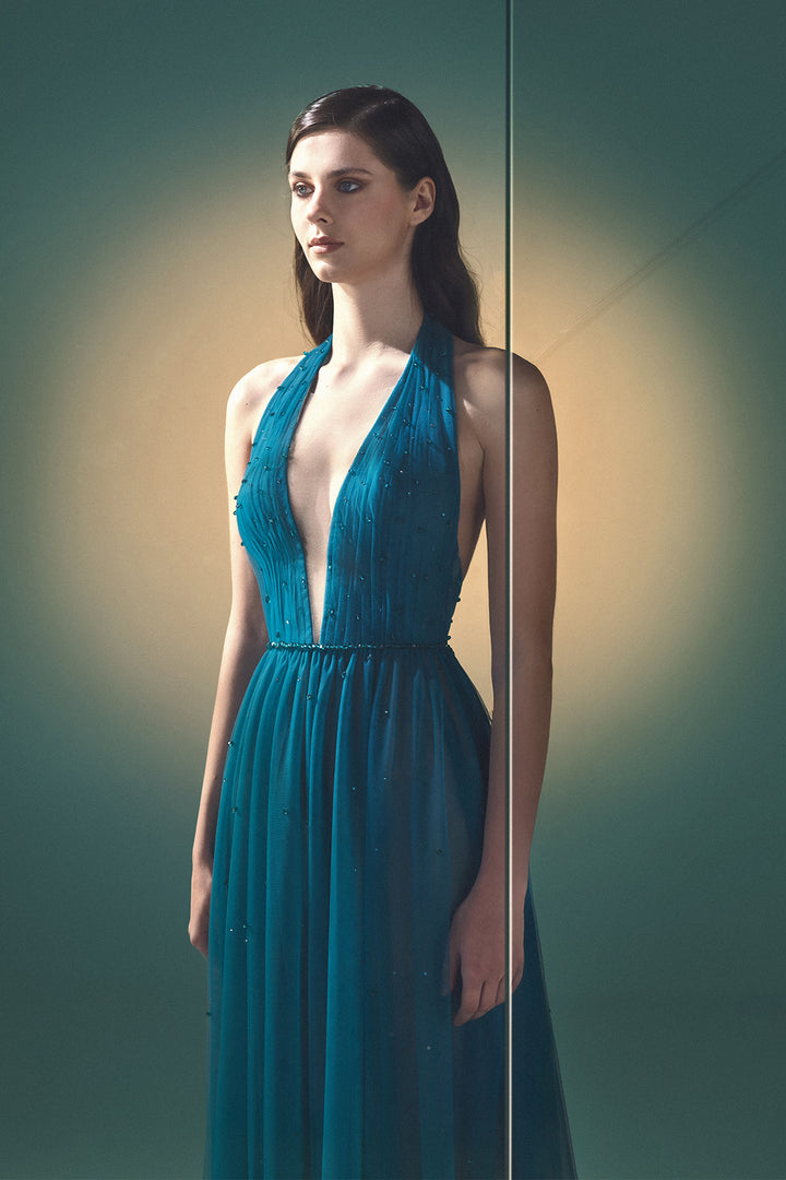 Halterneck Floor-Length Dress