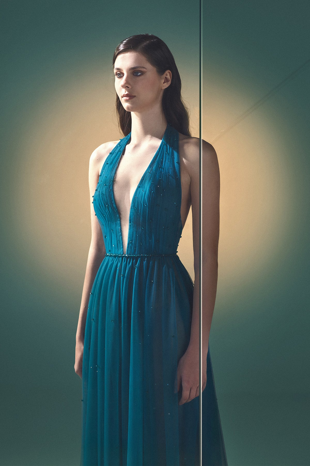 teal halter neck dress Anabelle Halter Neck Mini Dress