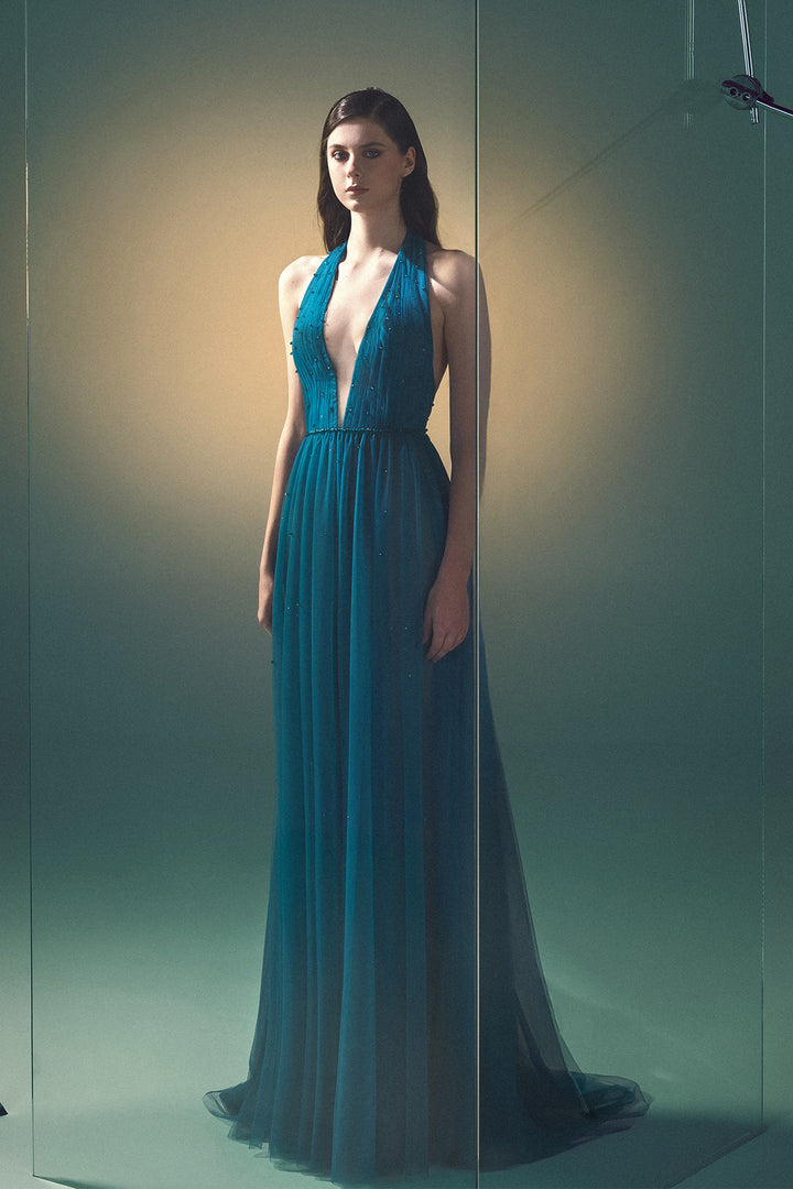 Halterneck Floor-Length Dress