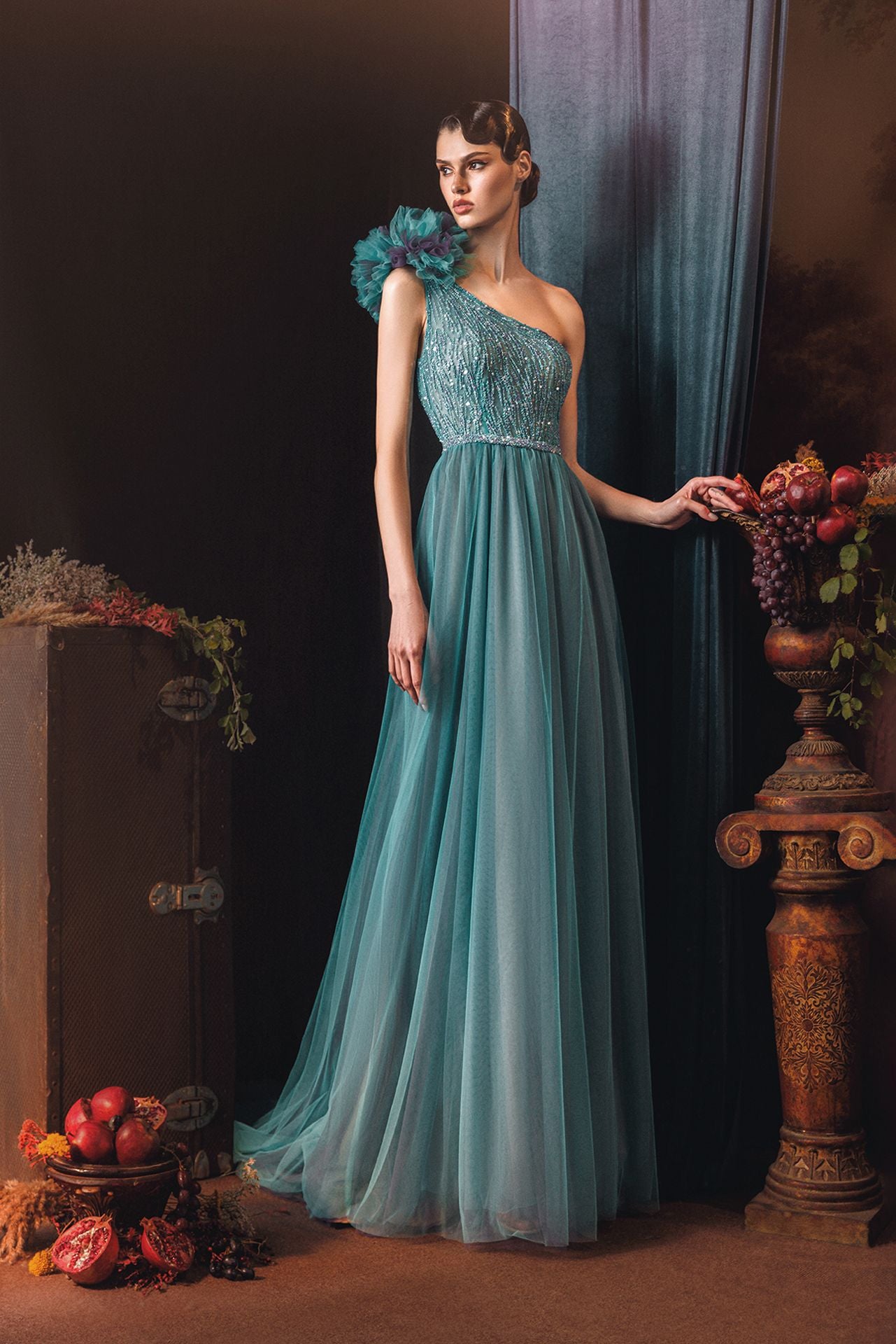 M R Design One-Shoulder Pleated A-line Dress – M.R DESIGN