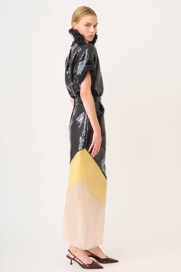 Pencil Skirt with Sequins and Organza Ensemble