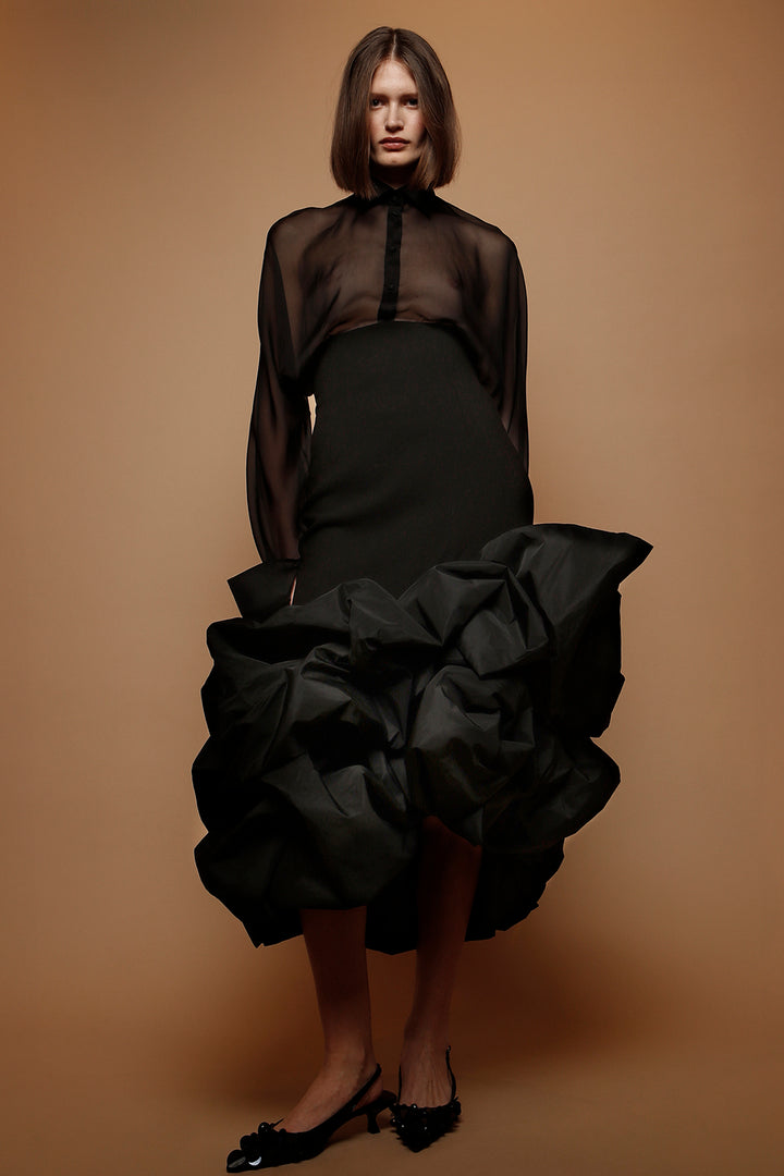 Wool with Taffeta Ruffled Skirt