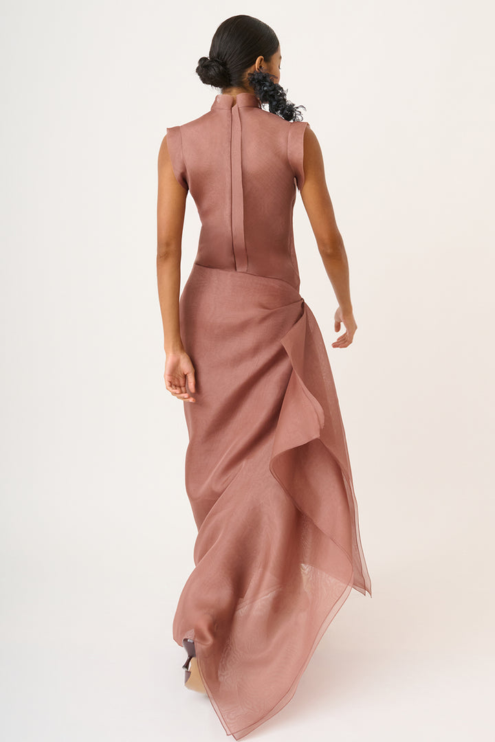 Asymmetrical Skirt with Sleeveless Organza Top