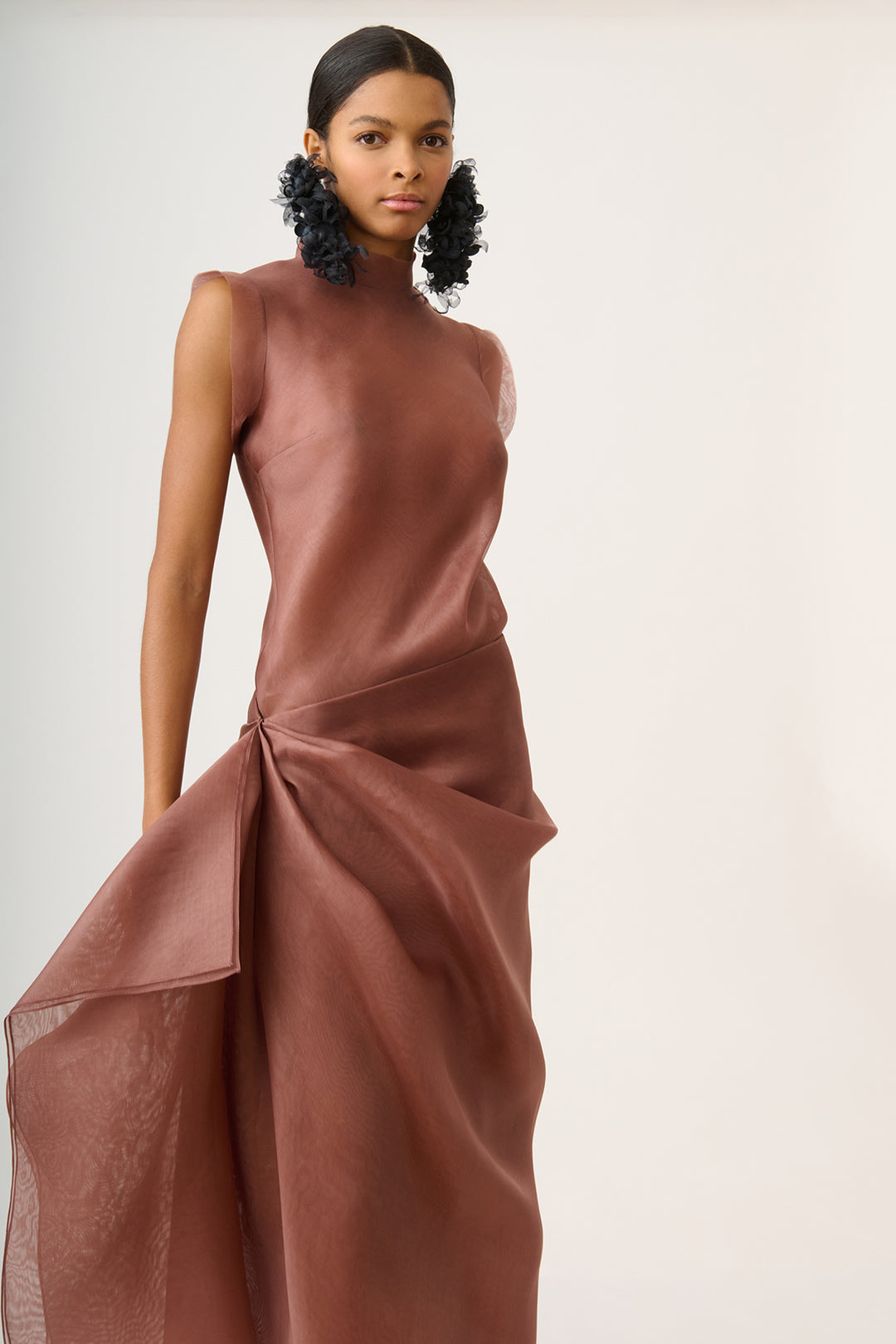 Asymmetrical Skirt with Sleeveless Organza Top