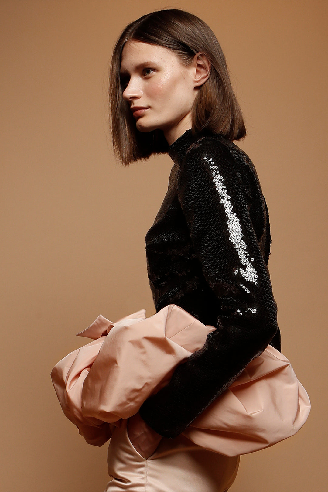 Top Sequins with Taffeta Satin Pants
