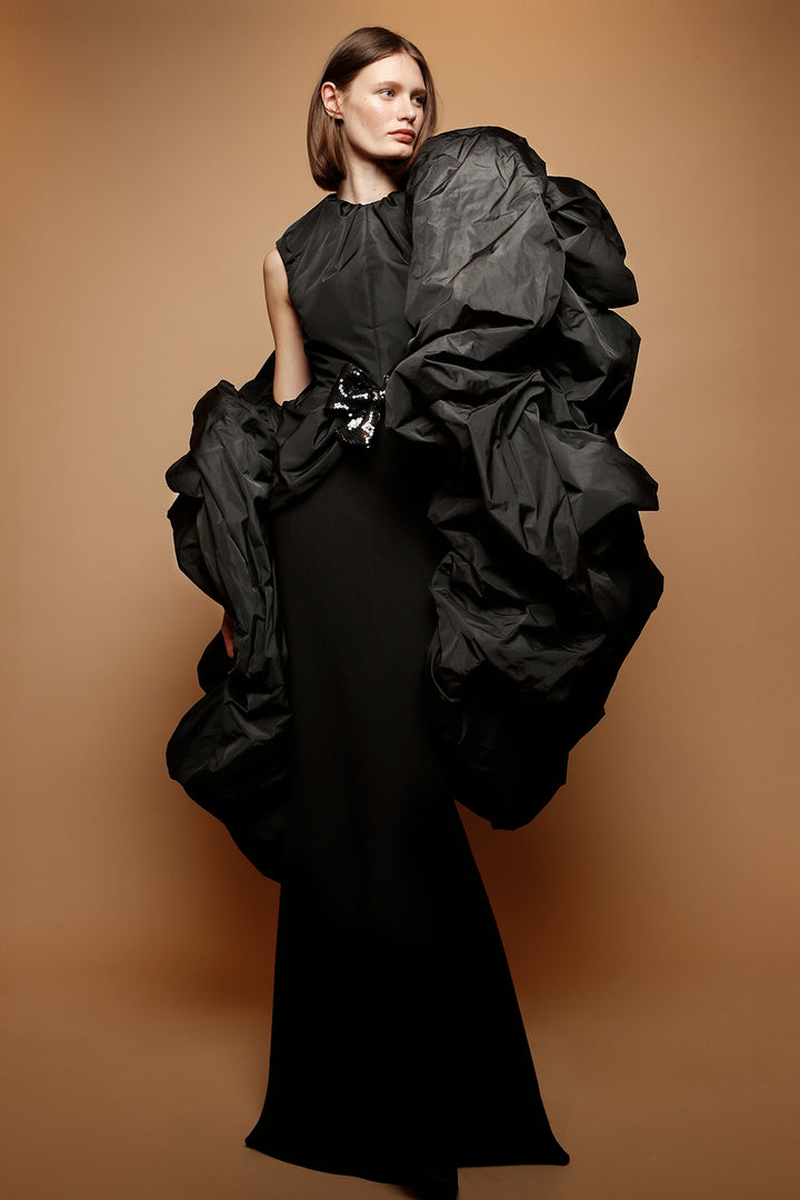 Top Taffeta Sin Mangas with Long Wool Crepe Skirt