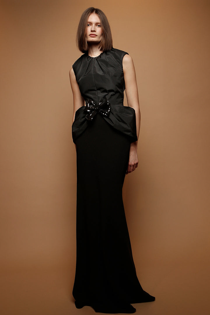 Top Taffeta Sin Mangas with Long Wool Crepe Skirt