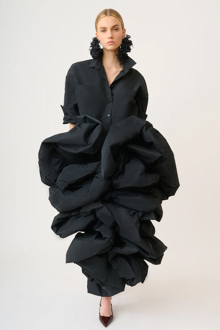 Top Bat Sleeves with Ruffled Skirt