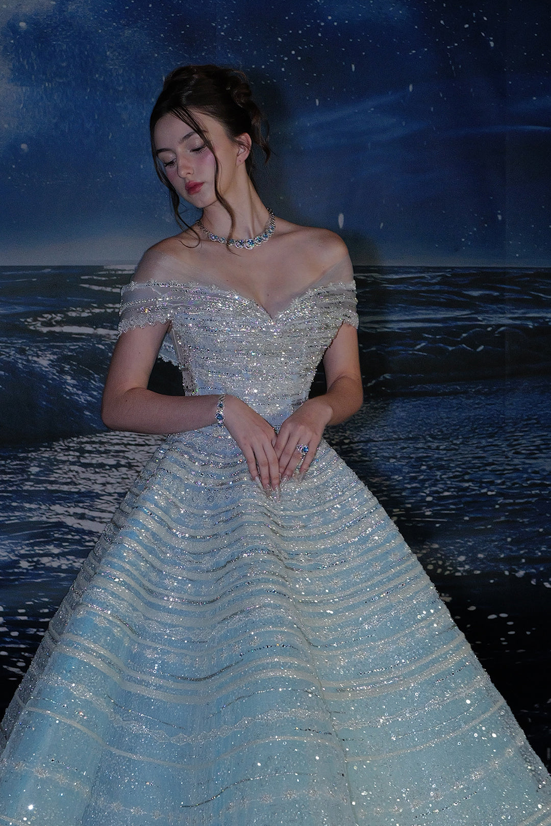 A-Line Dress with Off-The-Shoulder Bodice