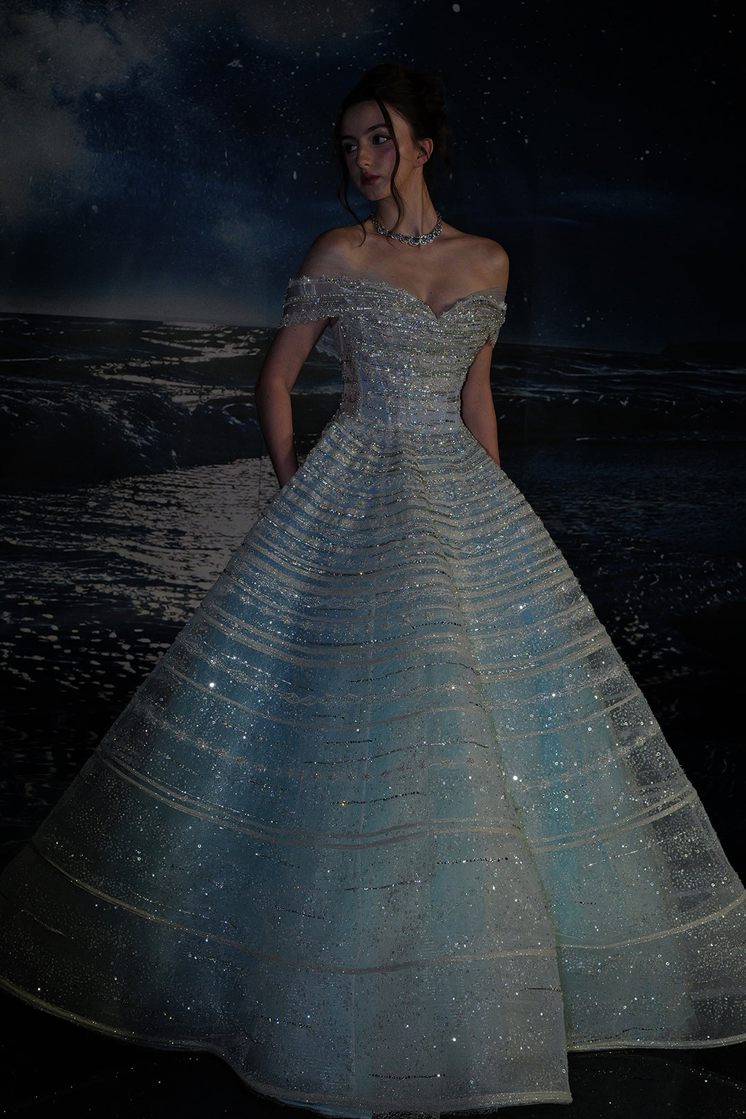 A-Line Dress with Off-The-Shoulder Bodice