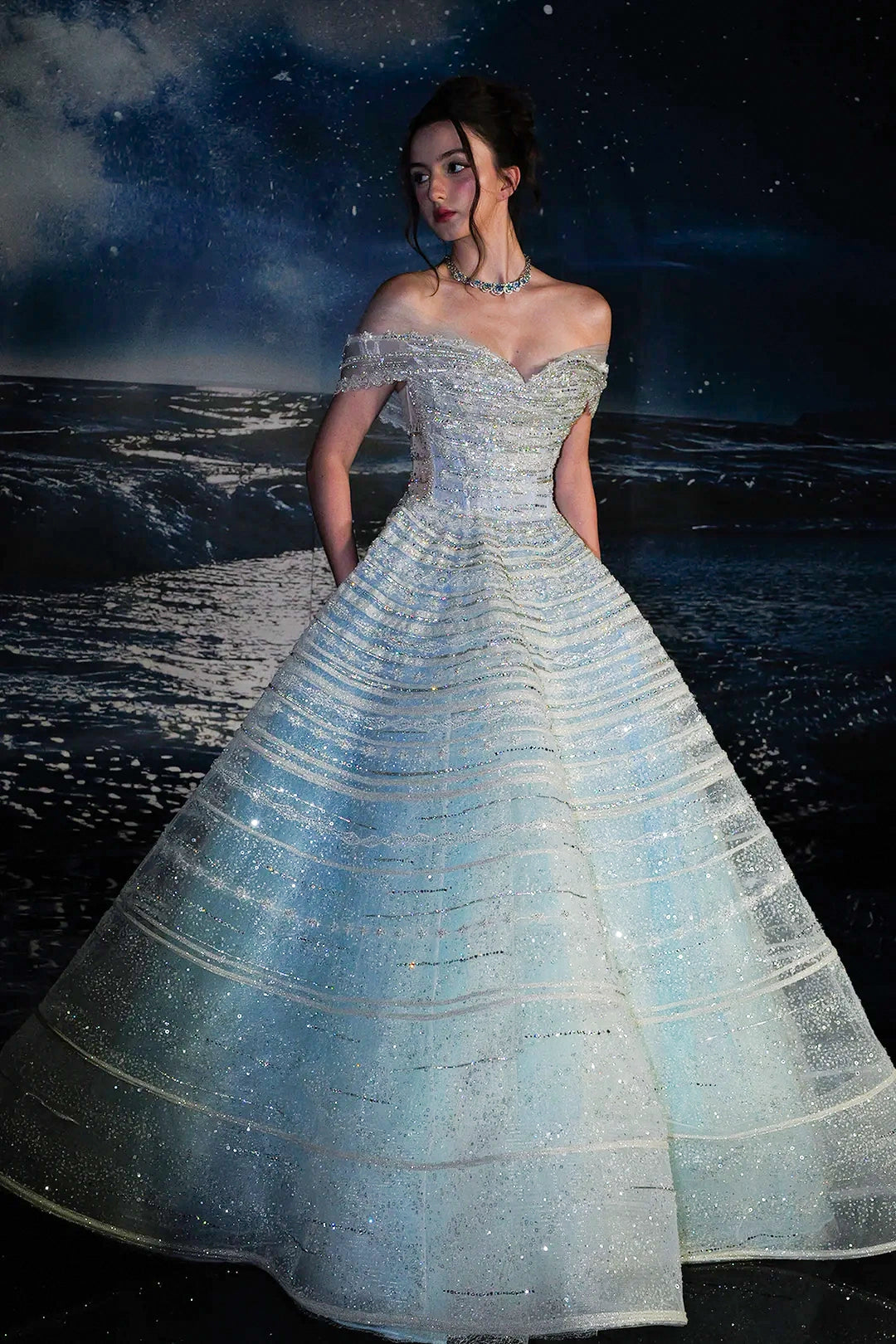 A-Line Dress with Off-The-Shoulder Bodice