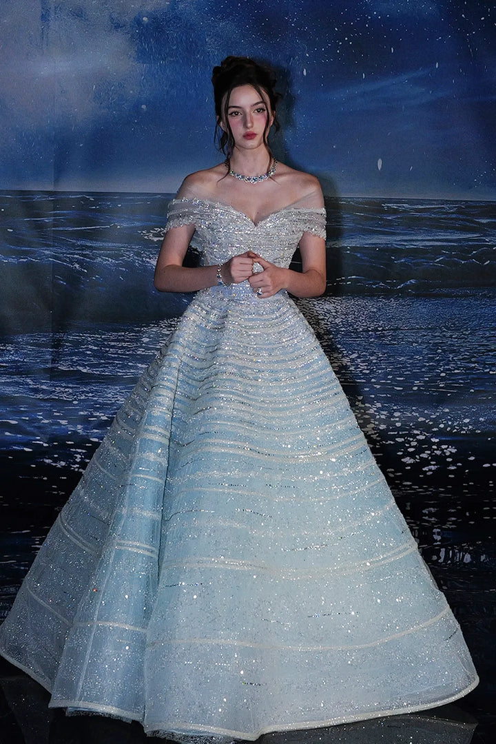 A-Line Dress with Off-The-Shoulder Bodice