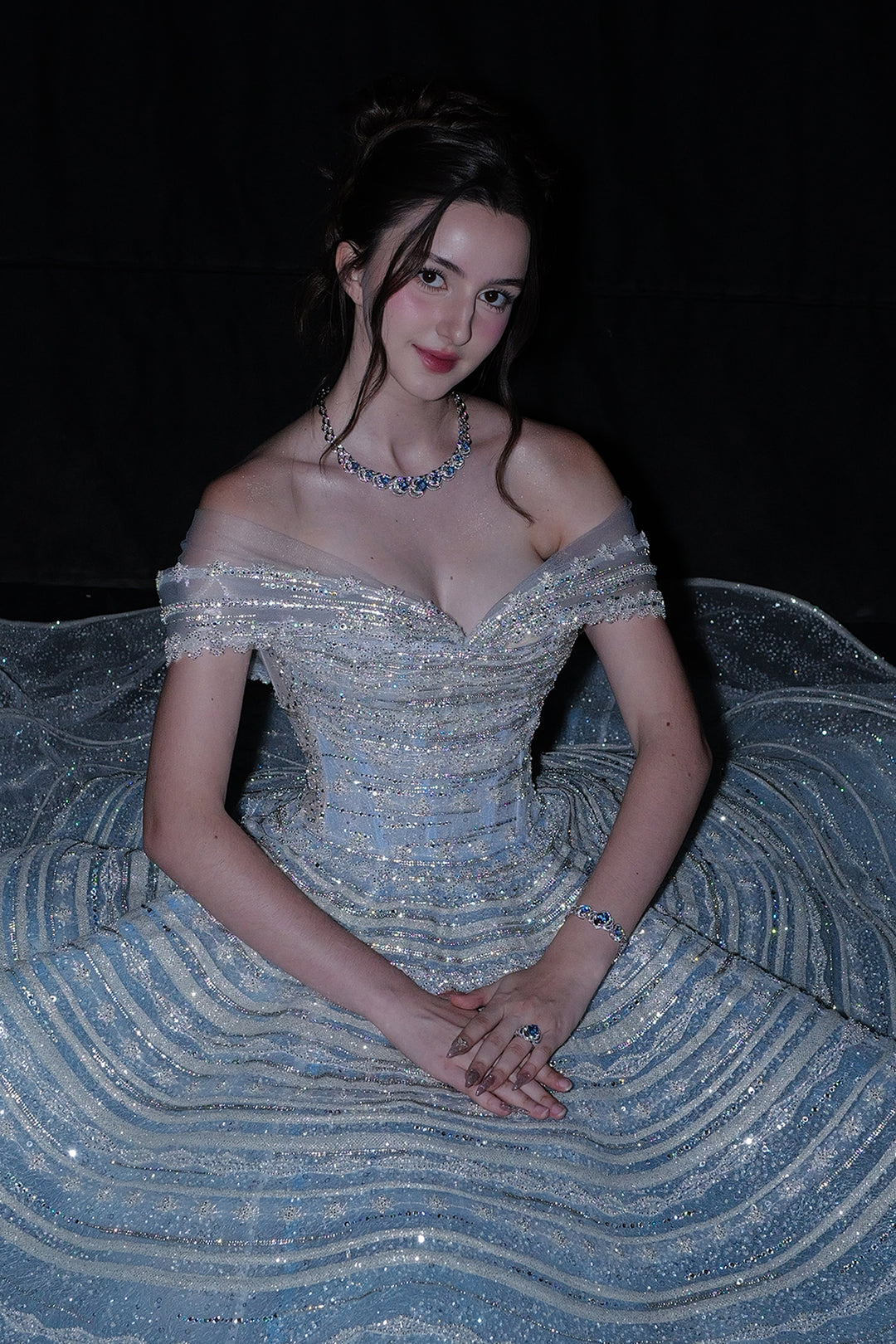 A-Line Dress with Off-The-Shoulder Bodice