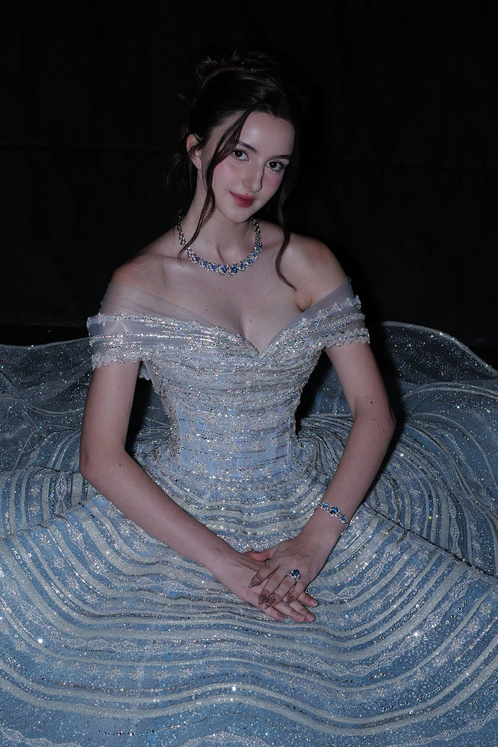 A-Line Dress with Off-The-Shoulder Bodice