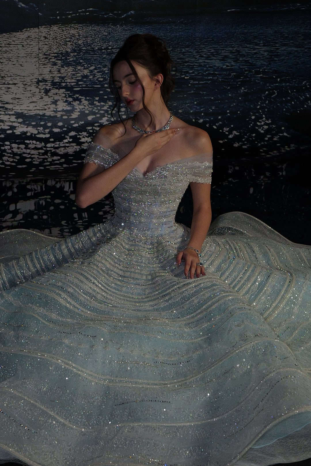 A-Line Dress with Off-The-Shoulder Bodice