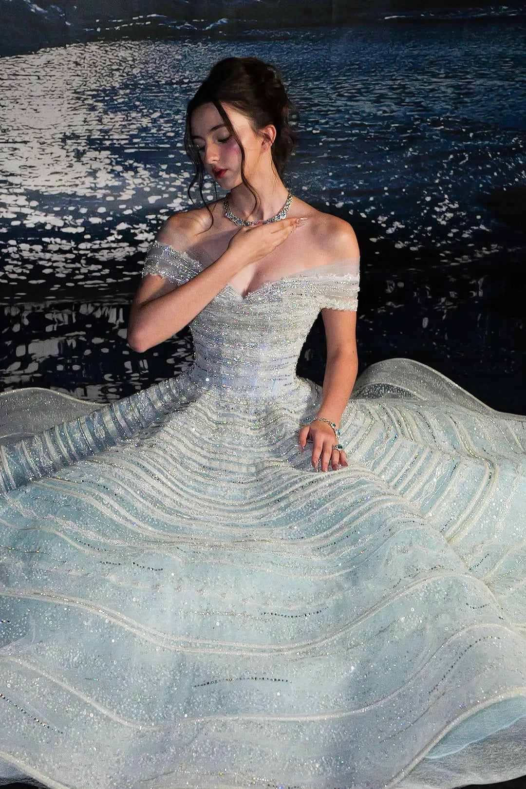 A-Line Dress with Off-The-Shoulder Bodice