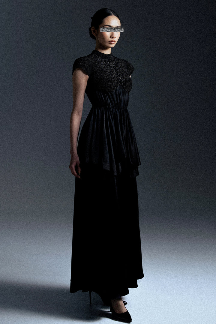 Corseted Silk Satin Two-Piece Set