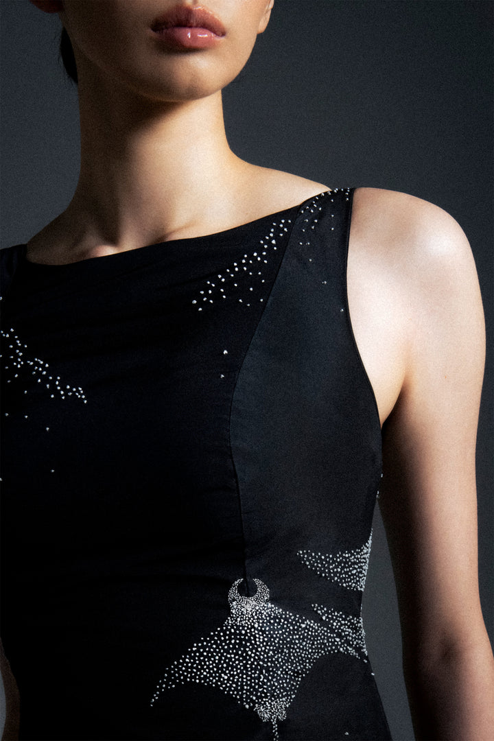 Structured Taffeta Embroidered Dress