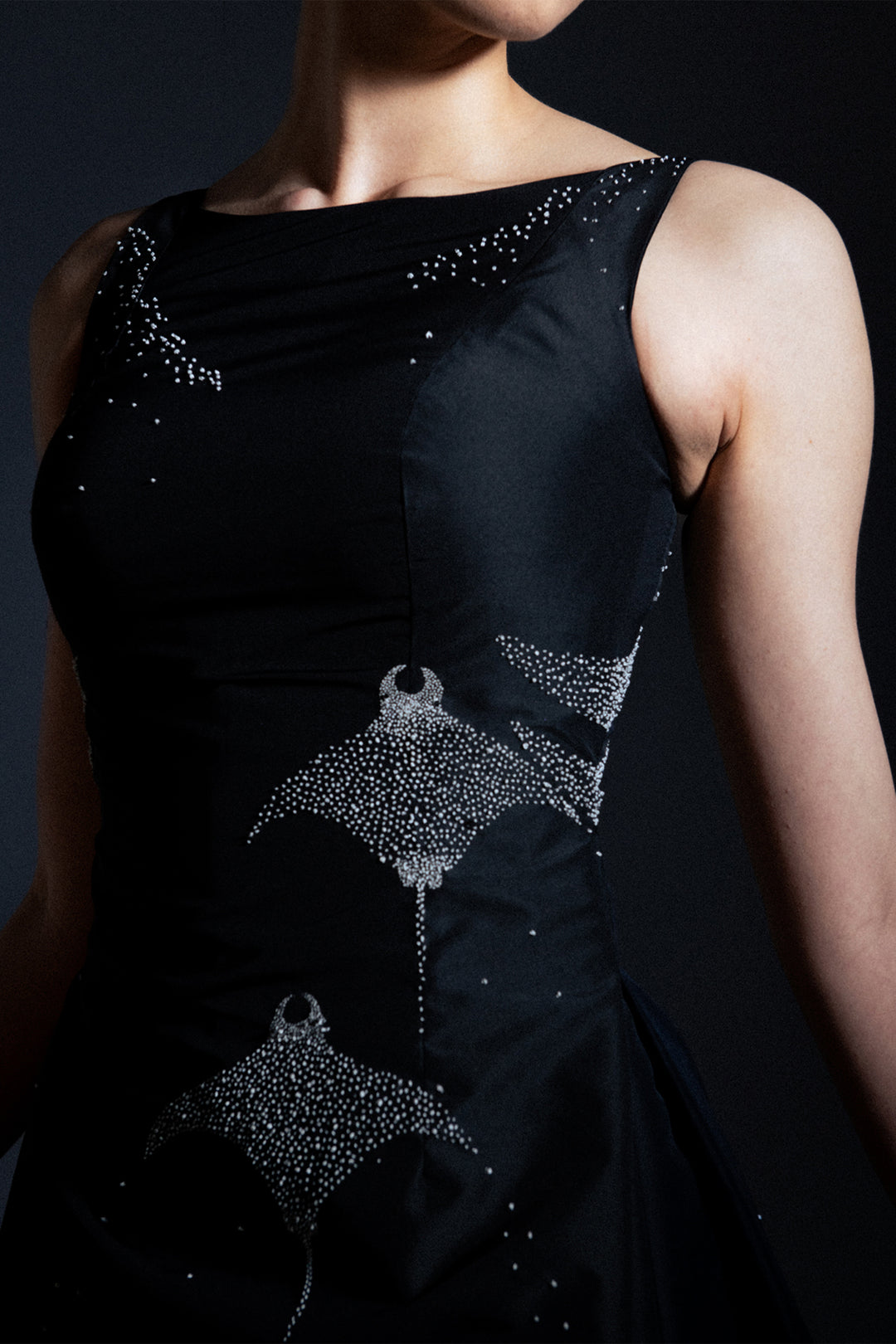 Structured Taffeta Embroidered Dress