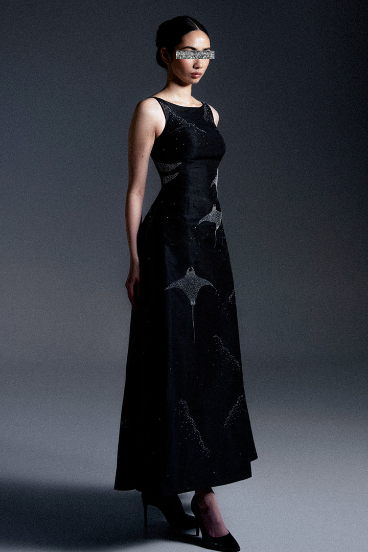 Structured Taffeta Embroidered Dress