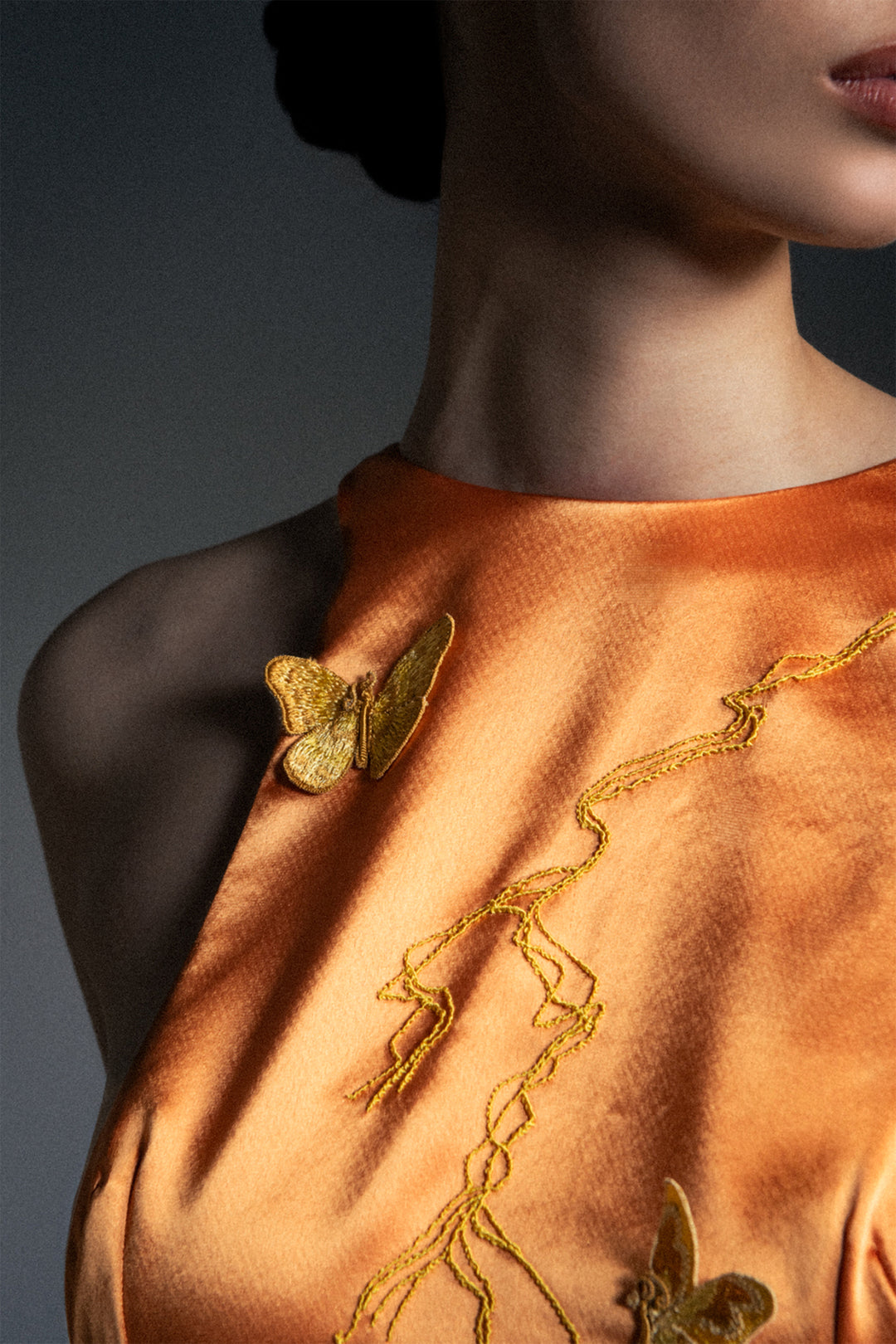 Oriental Butterfly Satin Dress
