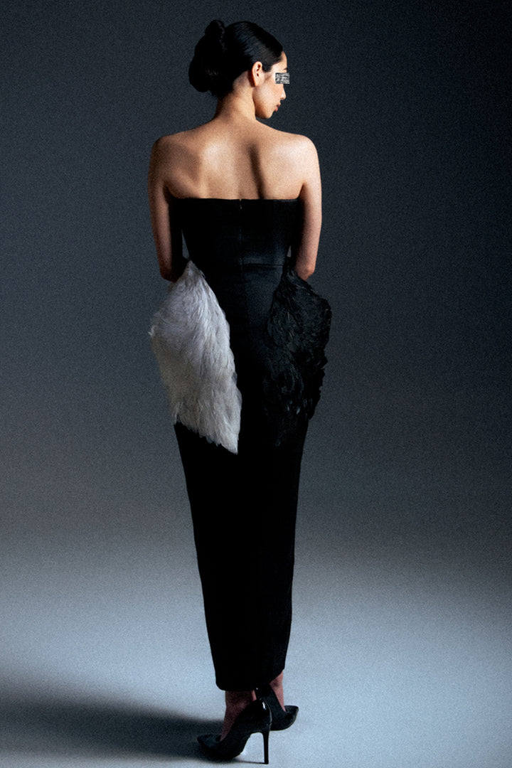 Swan Silhouette Satin Dress