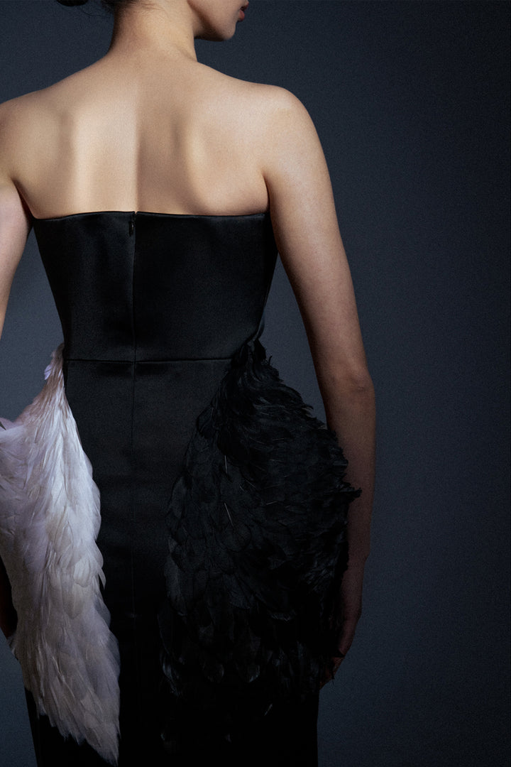Swan Silhouette Satin Dress