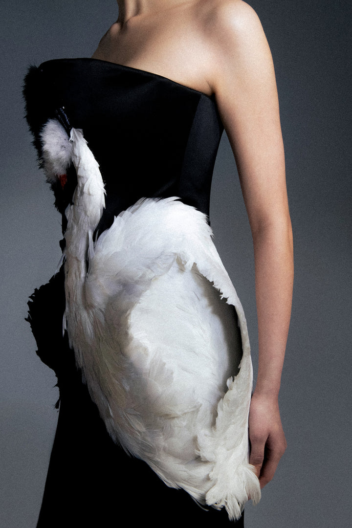 Swan Silhouette Satin Dress