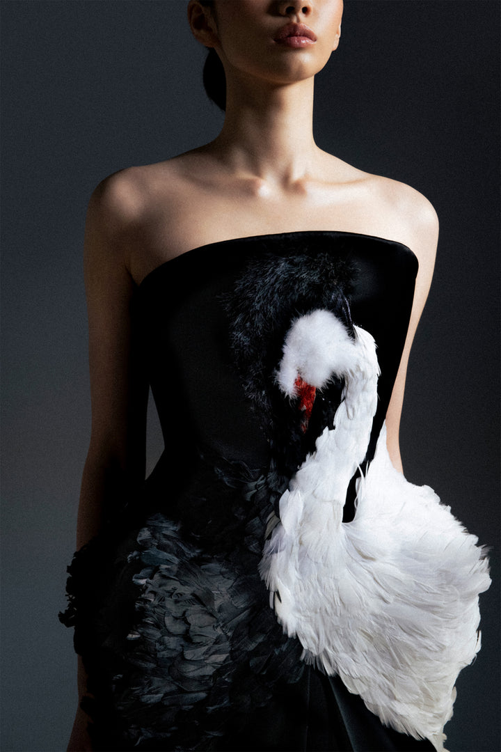 Swan Silhouette Satin Dress