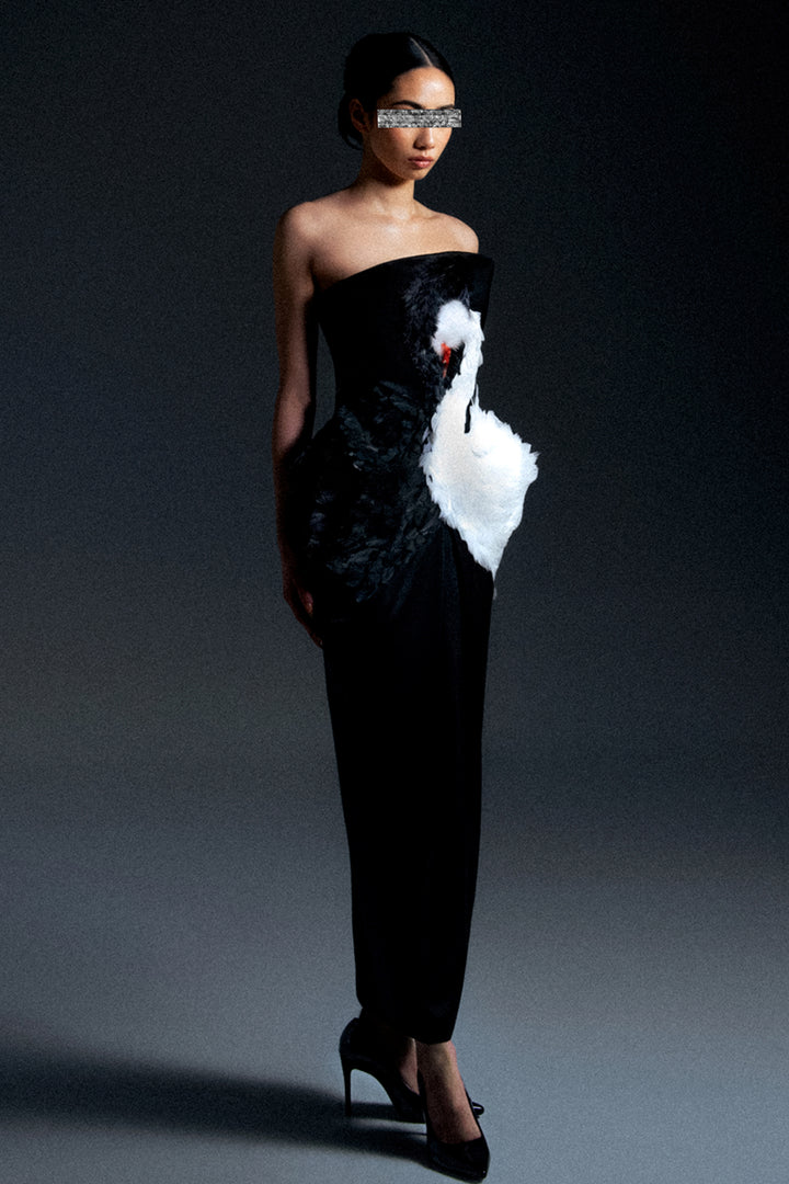 Swan Silhouette Satin Dress