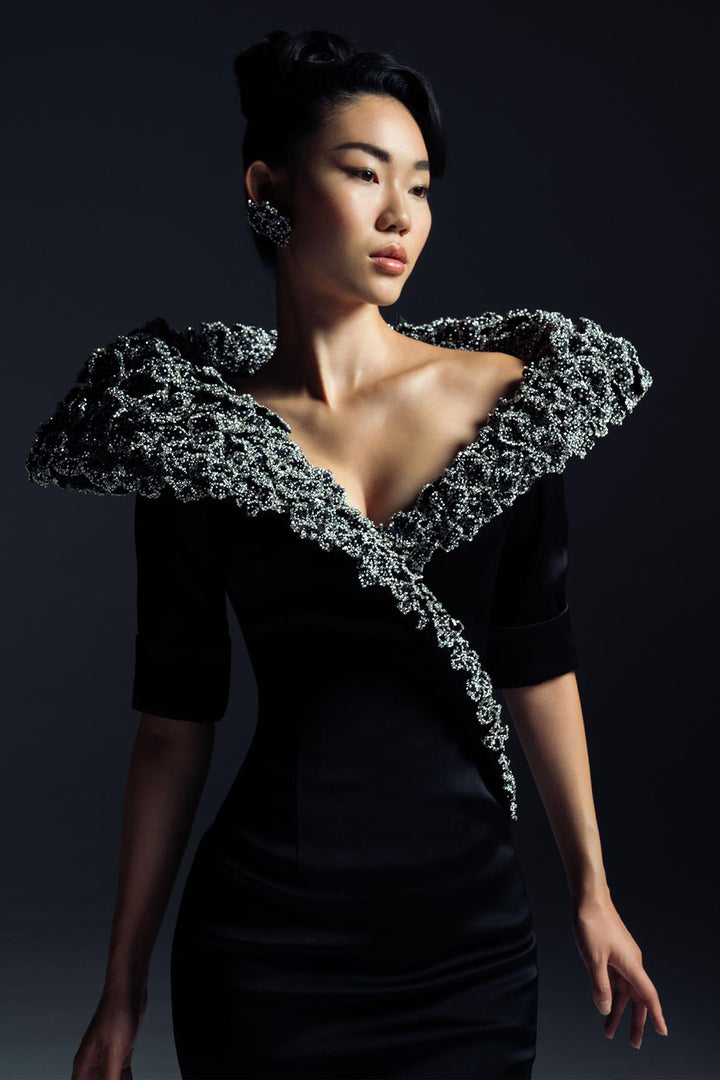 Architectural Crystal Long Dress