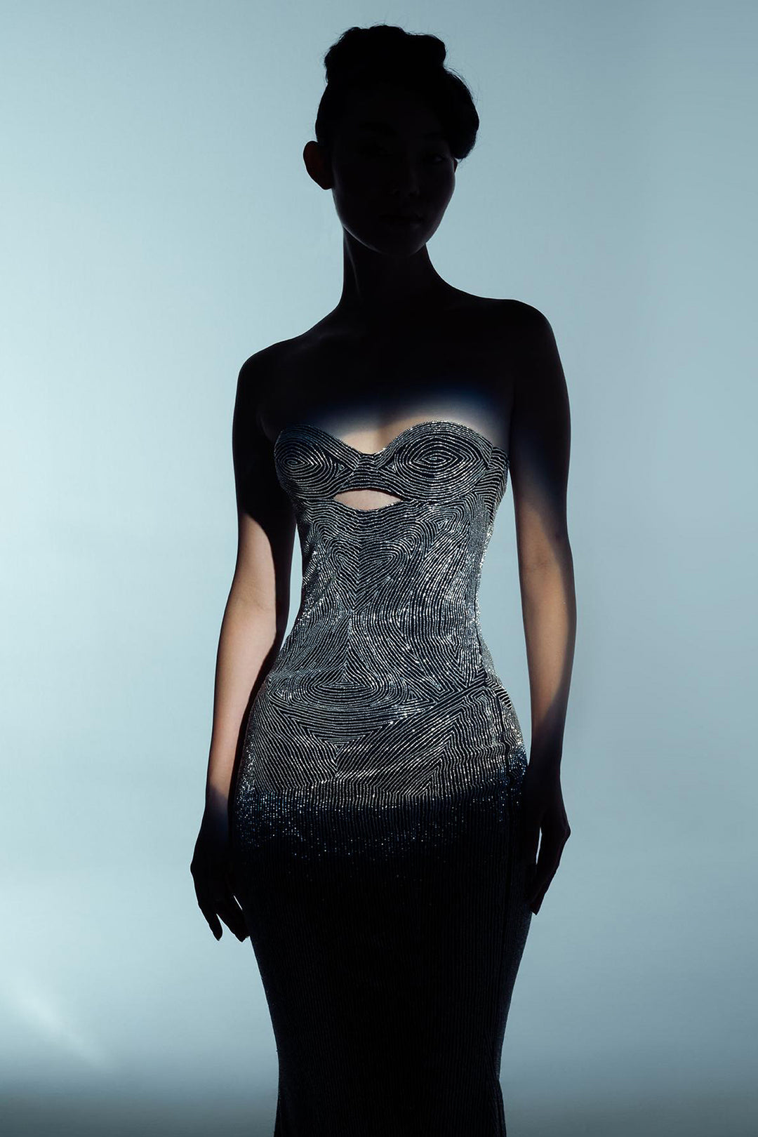 Swirl-Corset Beaded Mermaid Dress
