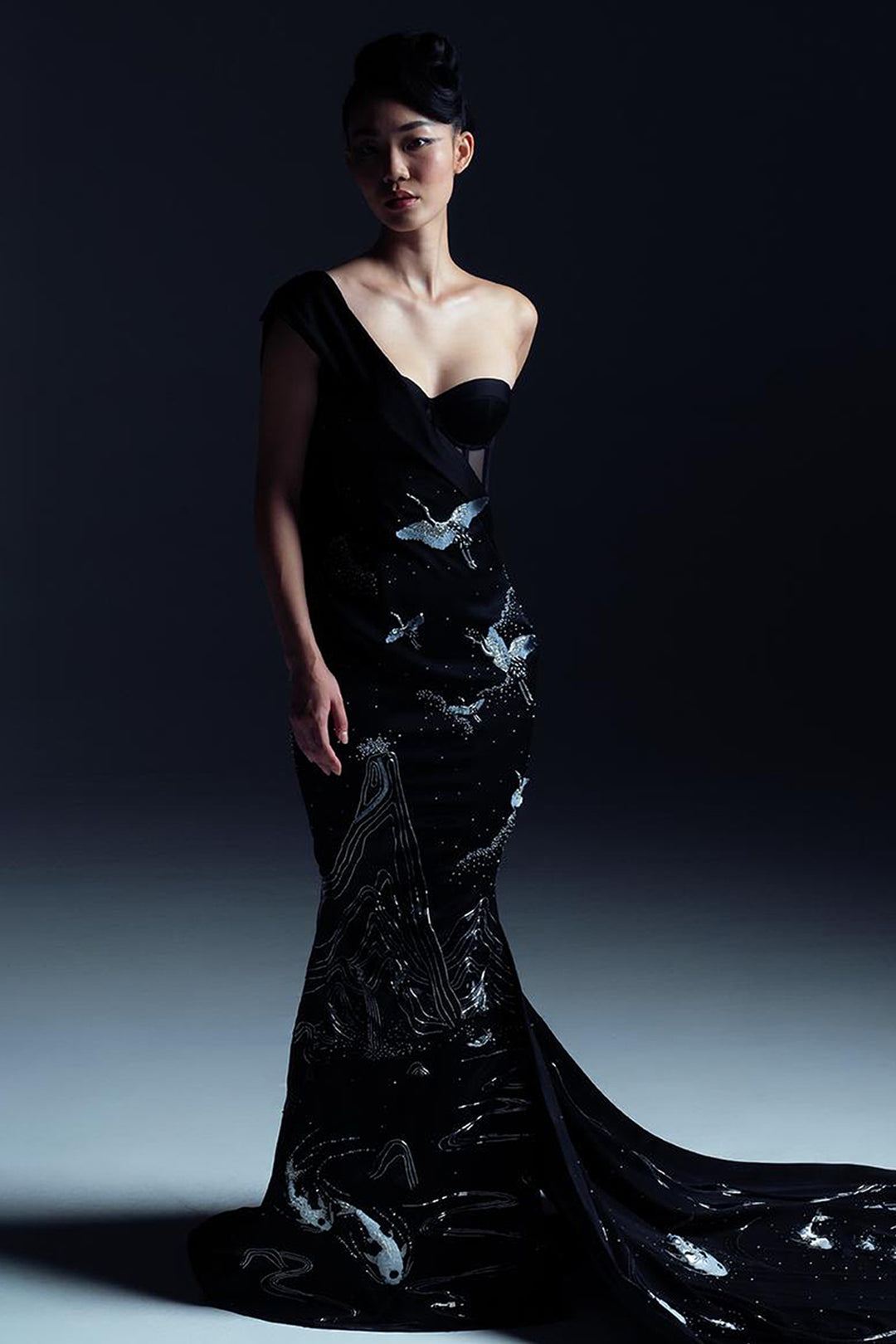 Cranes with Topography and Koi Mermaid Dress