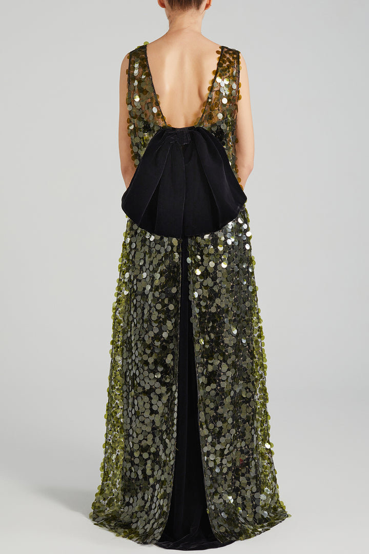 Velvet Bow Ensemble with Sequinned Vest